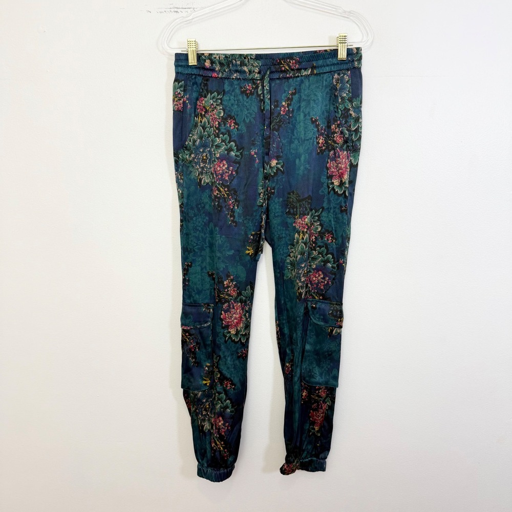 Johnny Was Biya Floral Silk Blend Cargo Jogger Pants XS